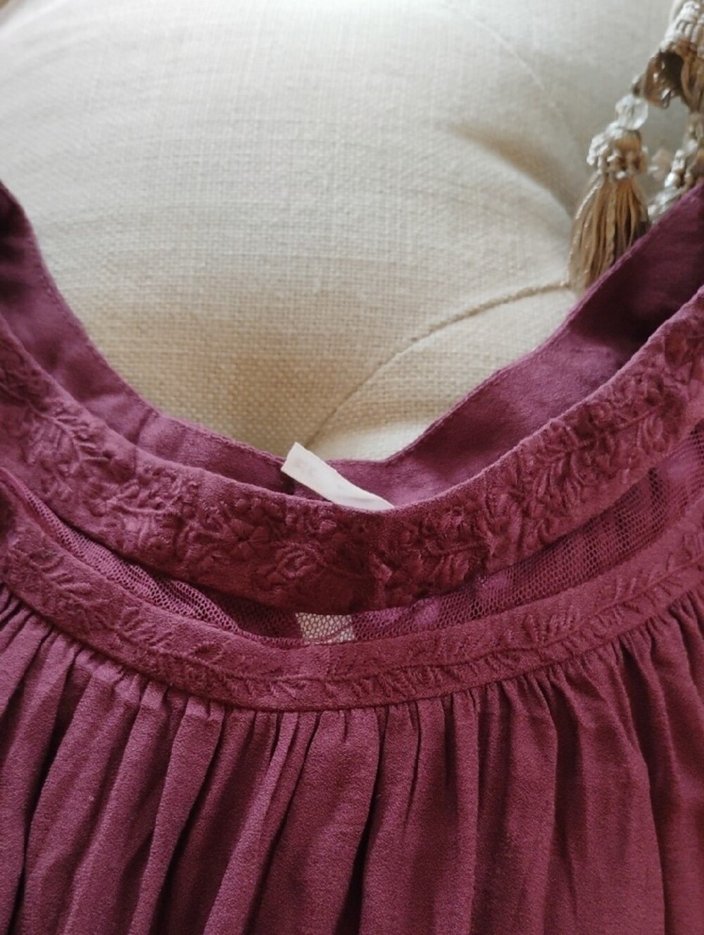 Free People Boho Lace Yoke Peasant Top - Picture 9 of 14